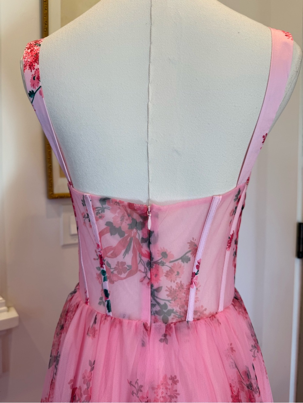 Pink Floral Tulle Ballgown - Picture 6 of 11